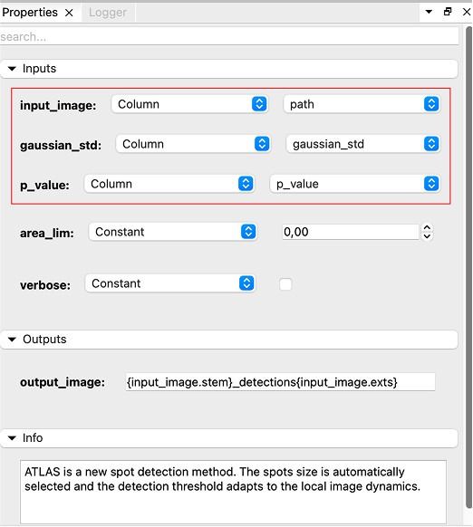 Atlas parameters